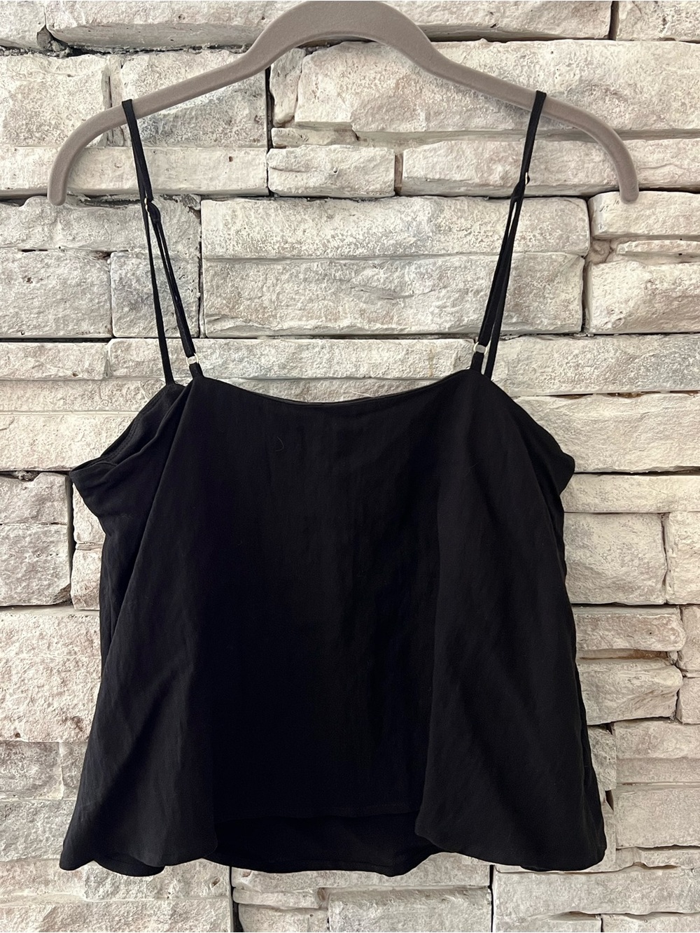 Z Supply Havana Black Cropped Swing Tank | Built In Bralette Adjustable Straps - Picture 3 of 7